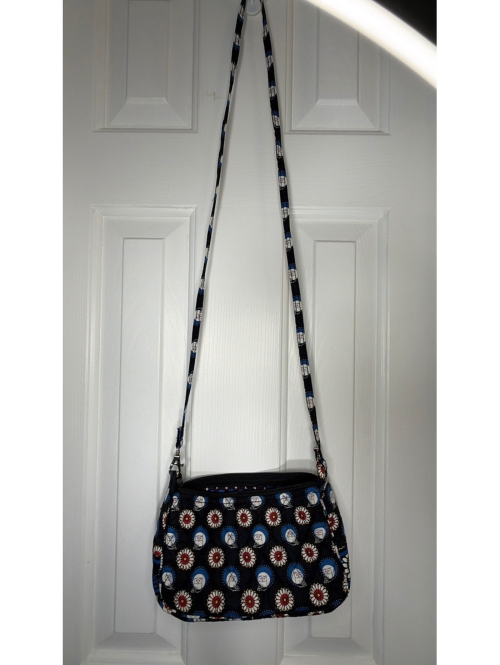 Vera Bradley Owl Pattern Crossbody Bag – Quilted Cotton, Adjustable Strap, Purse